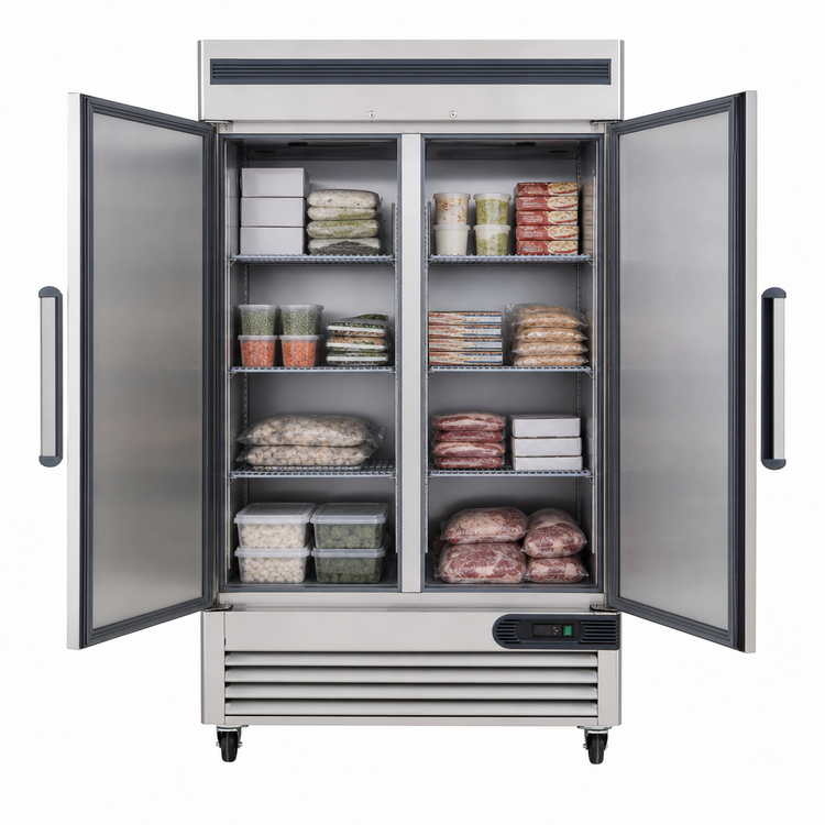 Product image #3 for Migali Competitor Series Two-Section Reach-In Freezer, 35 Cu. Ft., Bottom Mount, Solid Hinged Doors, Stainless Steel