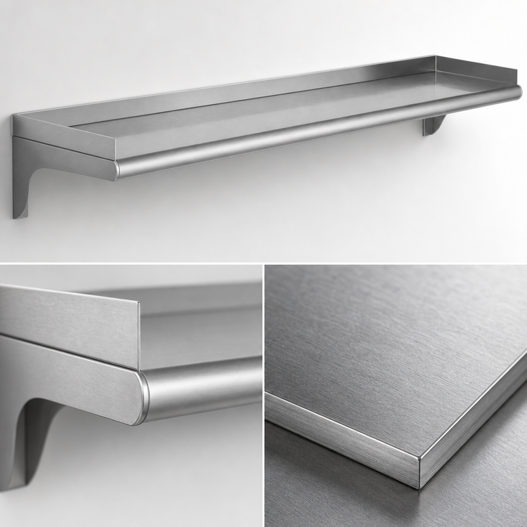 Product image #3 for Eagle Group 60 x 10 Inch Wall-Mounted Shelf, 16/304 Stainless Steel