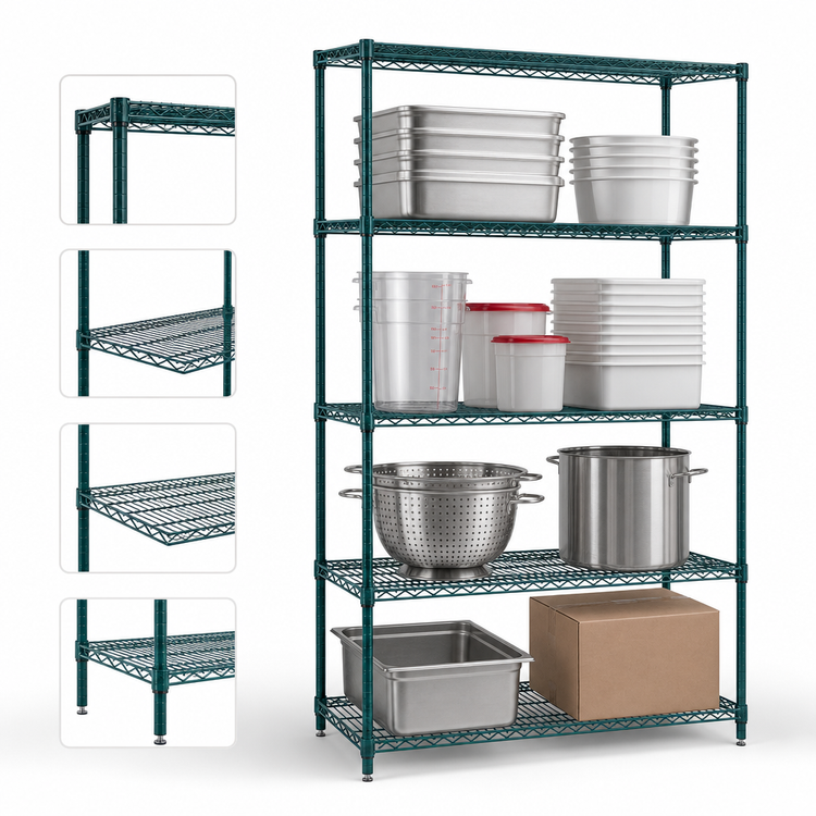 Product image #3 for Winco 24" x 36" x 72" 4-Tier Stationary Wire Shelving Set