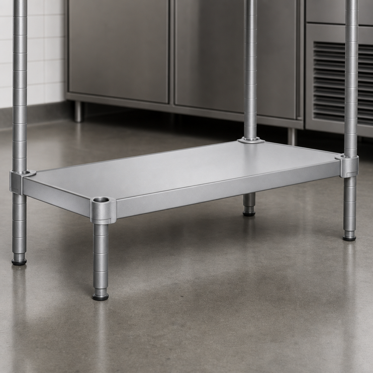 Product image #4 for Eagle Quik-Set 48" x 24" Flat Solid Shelf with Marine Edge, 16-Gauge Galvanized Steel, Gray Epoxy Finish