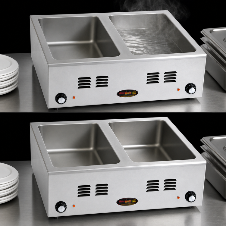 Product image #3 for RedHots Countertop Electric Food Warmer with 2 Full-Size Pan Openings, Wet/Dry, Stainless Steel, 208V