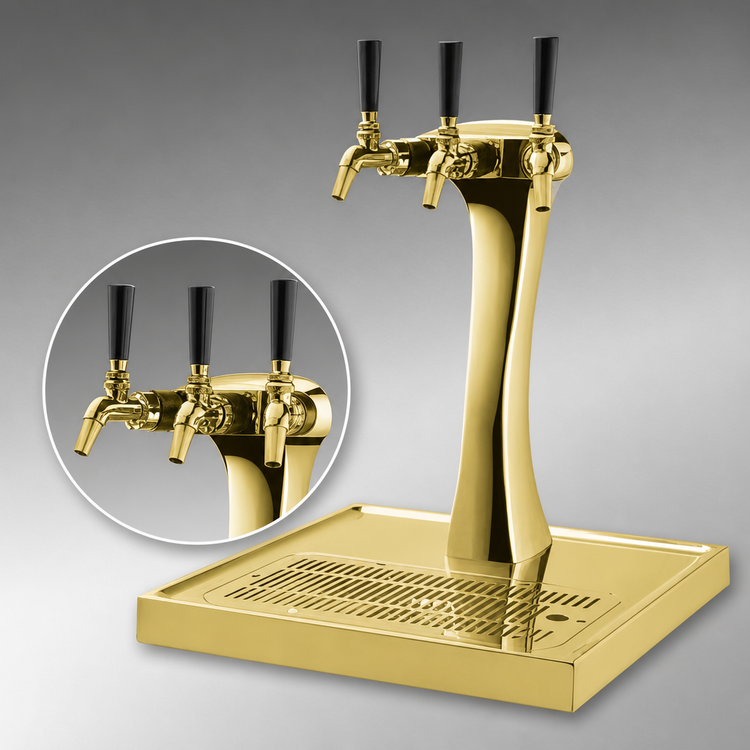 Product image #3 for Perlick Panther Style 3-Faucet Gold Beer Dispensing Kit