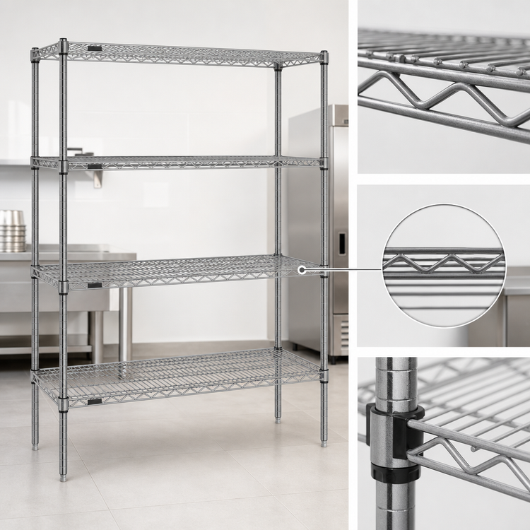 Product image #3 for Eagle Group Valu-Master Red-i-Pak 4-Tier Wire Shelving Unit, 60 x 24 x 74 Inches, Pewter Gray Epoxy