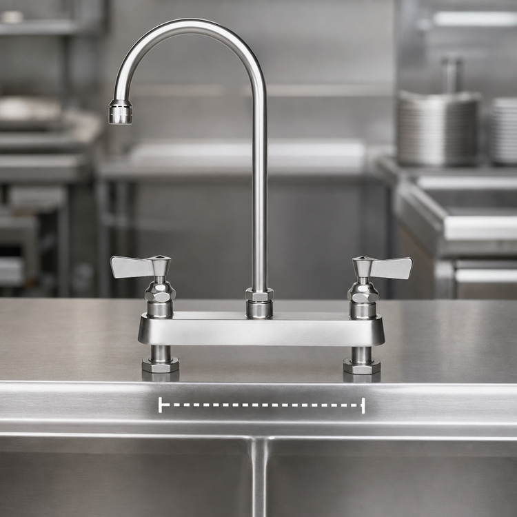 Product image #3 for Fisher Deck-Mount Manual Faucet with 12-Inch Gooseneck Spout, 8-Inch Centers
