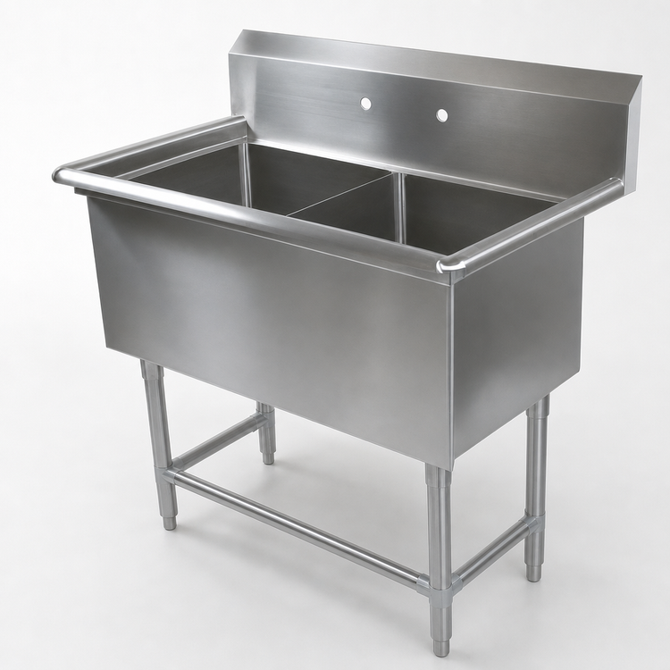 Product image #3 for John Boos Pro-Bowl 2-Compartment Floor Model Sink with 20" x 20" x 14" Bowls and 10" Backsplash
