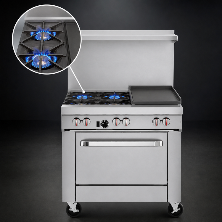 Product image #3 for Southbend S-Series 36-Inch Gas Restaurant Range with 2 Open Burners and 24-Inch Griddle