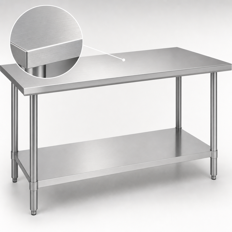 Product image #3 for Duke 48 x 36 x 36-Inch 14-Gauge Stainless Steel Work Table with Undershelf and Posts
