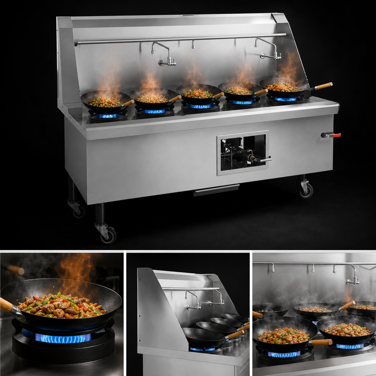 Product image #3 for Imperial ICRA-7 7-Burner Gas Wok Range, 194-Inch, Water-Cooled Top