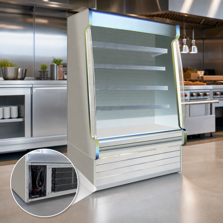 Product image #3 for Howard-McCray 35E Series 51-Inch Multi-Purpose Open Merchandiser with Self-Contained Refrigeration, 4 Rows of Lit Shelves