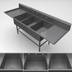 Thumbnail image #3 for John Boos Pro-Bowl 3-Compartment Sink with Dual 24-Inch Drainboards, 24 x 24 x 14-Inch Bowls