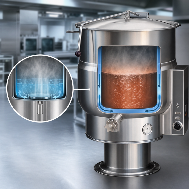 Product image #3 for Crown EP-60 60 Gallon Electric Pedestal Steam Kettle with 2/3 Jacket