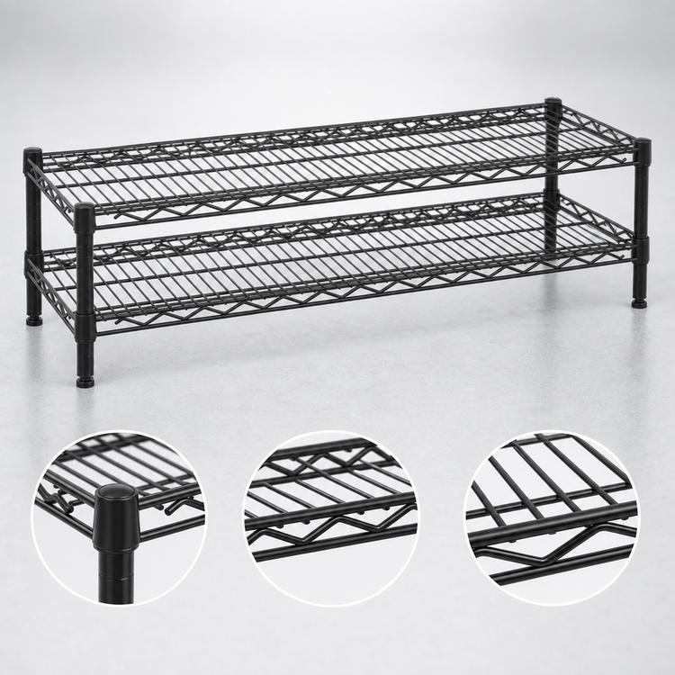 Product image #3 for Eagle Group QuadTruss Front Case Merchandise Wire Shelving Unit, 2-Tier, 36 x 14 x 14 Inches, Black Epoxy