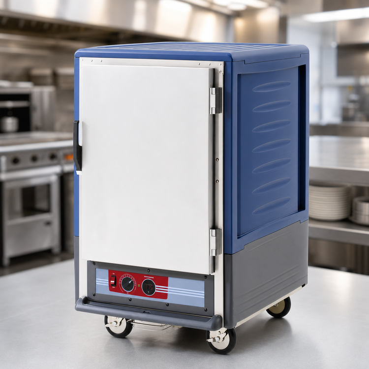 Product image #3 for Metro C5 3 Series Half-Height Low-Watt Heated Holding Cabinet with Solid Door, Fixed Wire Slides, Blue