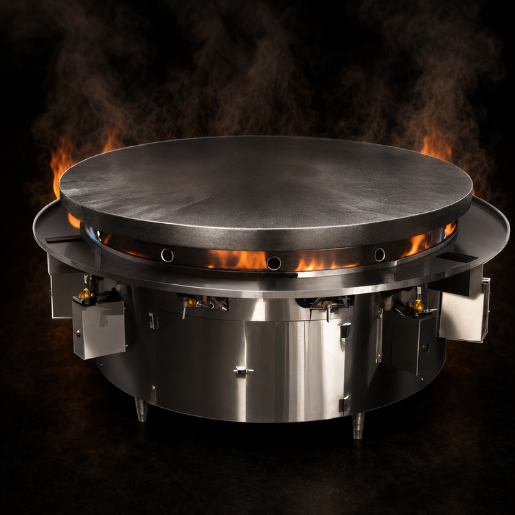 Product image #3 for Town Equipment MBR-72 72-Inch Gas Mongolian Barbecue Range with Cast Iron Top and 12 Burners