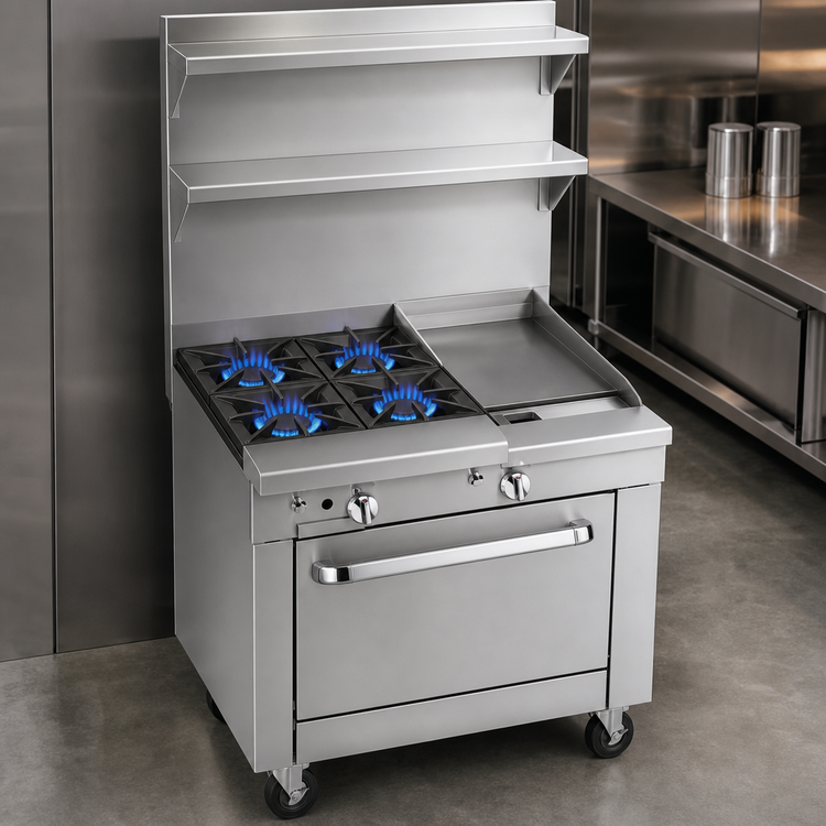 Product image #3 for Southbend Platinum 36-Inch Heavy Duty Commercial Gas Range with 4 Open Burners and 12-Inch Griddle, Cabinet Base