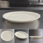 Thumbnail image #4 for Crestware Dover White CM51 White Oval Vitrified Ceramic Platter, 9-5/8 x 8 Inch, Narrow Rim Case of 2