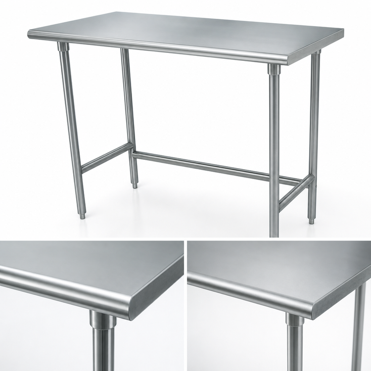 Product image #3 for Advance Tabco 84-Inch x 24-Inch Flat Top Open Base Stainless Steel Work Table