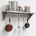 Thumbnail image #3 for Wall-Mounted Stainless Steel Shelf with Pot Rack, 132 Inch x 18 Inch, 9 Hooks