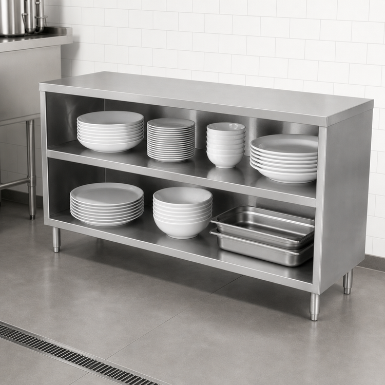 Product image #3 for John Boos Heavy-Duty Stainless Steel Dish Storage Cabinet with Mid Shelf, 108 x 18 Inches