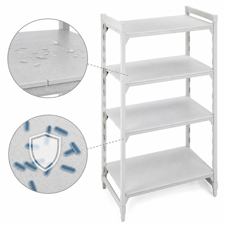 Product image #3 for Cambro Camshelving Premium 4-Shelf Solid Stationary Starter Unit, 18 x 42 x 64 Inches, Speckled Gray