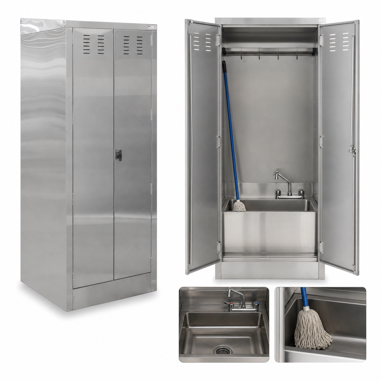 Product image #4 for John Boos 30-Inch Stainless Steel Janitor Cabinet with Integrated Mop Sink and Service Faucet