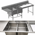 Thumbnail image #3 for Spec-Master FNP2840-2-48TL Two-Compartment Stainless Steel Prep Sink with Right Drainboard and Prep Area