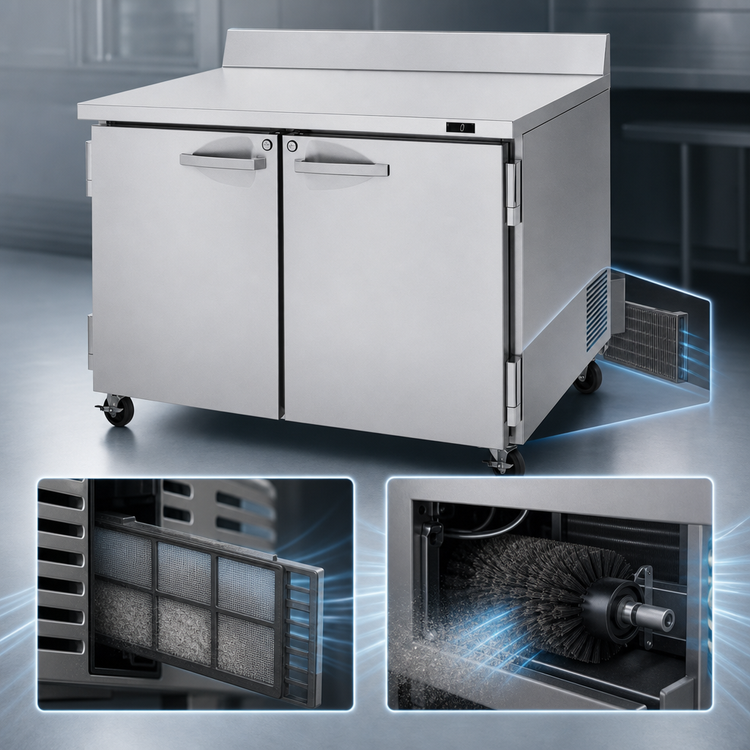Product image #3 for Turbo Air PRO Series 48 1/4-Inch 2-Section Worktop Freezer with Solid Swing Doors