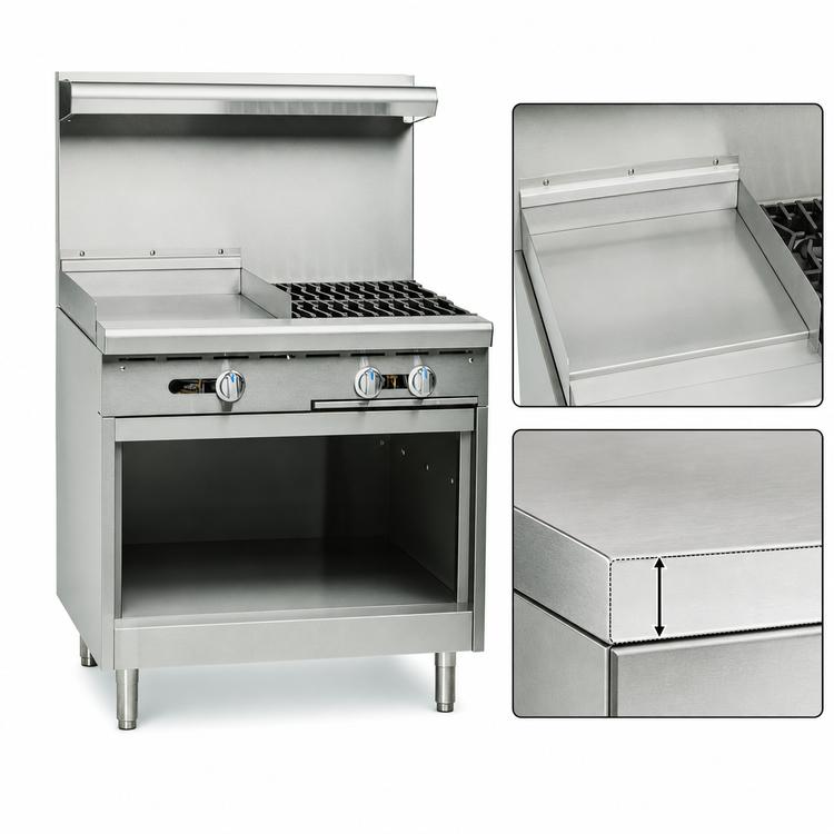 Product image #3 for 36-Inch Gas Range with 2 Open Burners, 18-Inch Griddle, and Open Cabinet Base