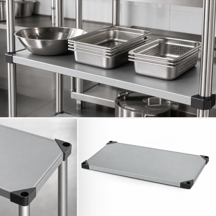 Product image #3 for Quantum 72"W x 24"D 304 Stainless Steel Solid Shelf with Marine Edge