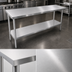 Thumbnail image #3 for Sapphire 60-Inch x 18-Inch 18/430 Stainless Steel Flat Top Worktable with Undershelf