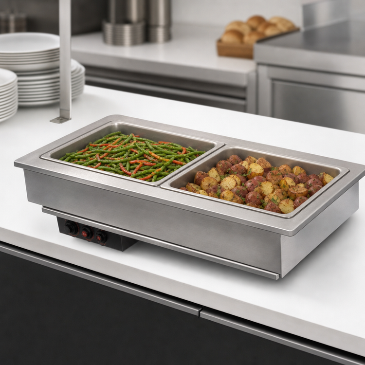 Product image #3 for Vollrath Short Sided Drop-In Hot Well for 2 Full-Size Pans, Infinite Controls, Manifold Drain, 120V