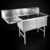 Thumbnail image #3 for John Boos B-Series 2-Compartment Sink with Left Drainboard, 16-Gauge Stainless Steel, 54-3/16