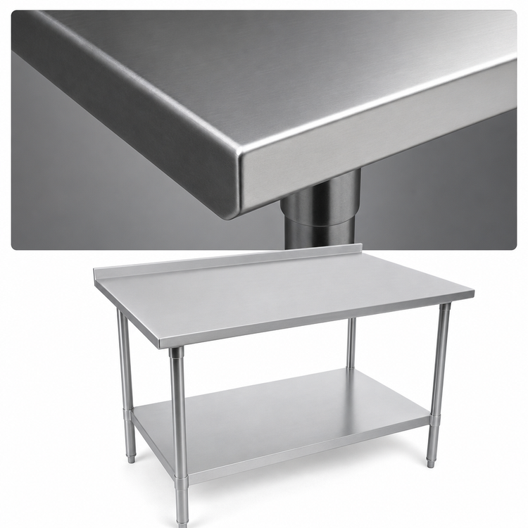Product image #3 for John Boos Stallion Stainless Steel Work Table with Rear Up-Turn and Adjustable Undershelf, 72 x 24 Inches