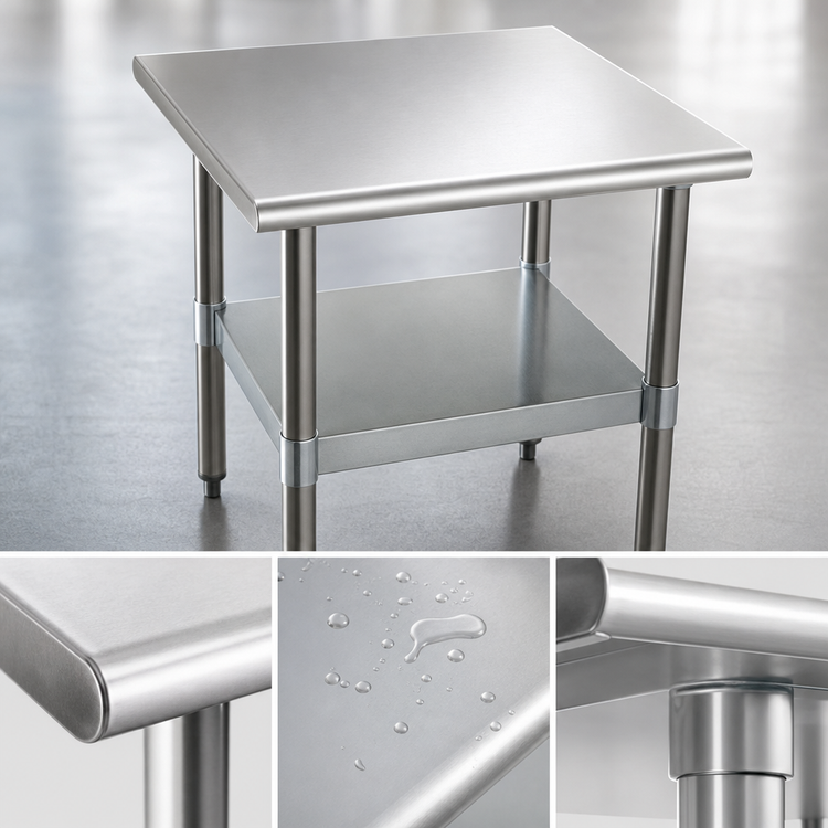 Product image #3 for Eagle Group 24" x 24" Stationary Mixer Stand with Stainless Steel Top and Adjustable Galvanized Undershelf