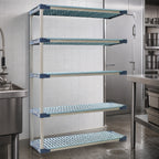 Thumbnail image #3 for Metro MetroMax 4 5AX557G4 Add-On Polymer Shelving Unit, 48"W x 24"D x 74"H, Blue, 5 Open-Grid Shelves