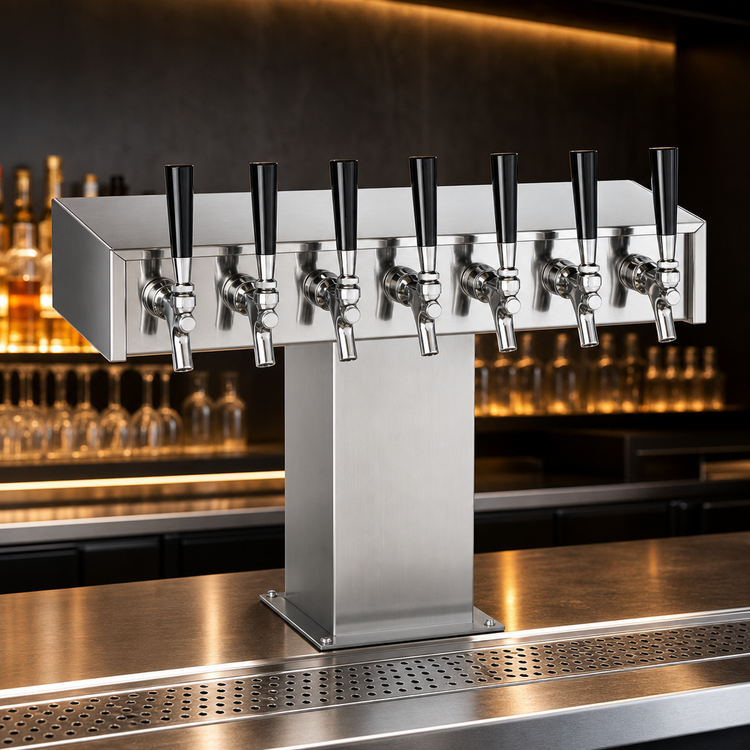 Product image #3 for Extra High Wide Base 8-Faucet Glycol-Cooled Tee Draft Beer Tower