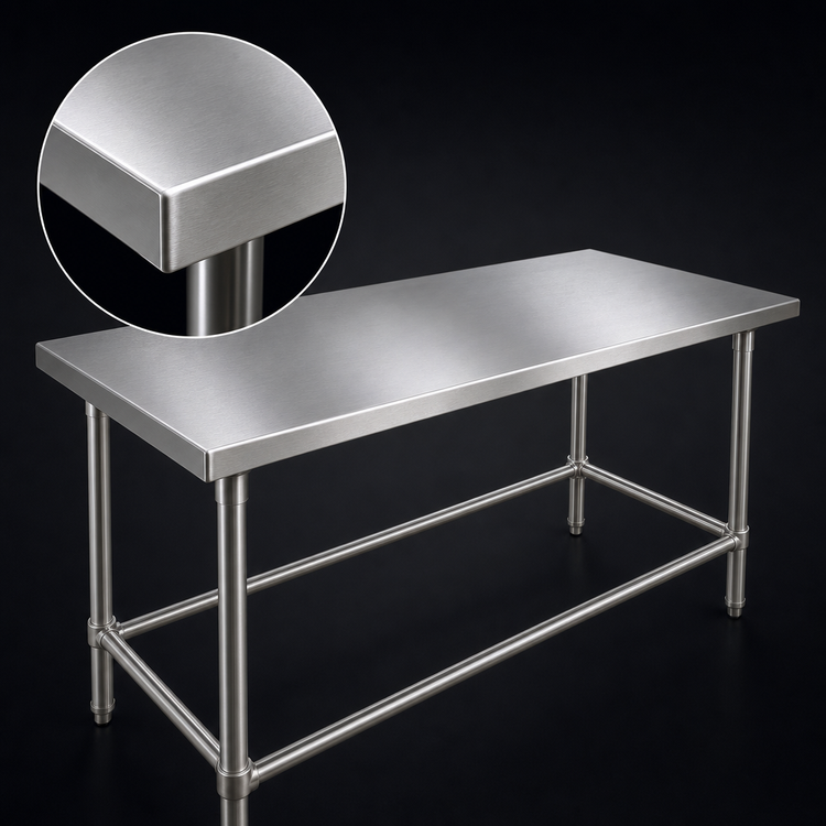 Product image #3 for John Boos Stallion 84-Inch x 36-Inch 16-Gauge Stainless Steel Flat Top Work Table with Safety Edge