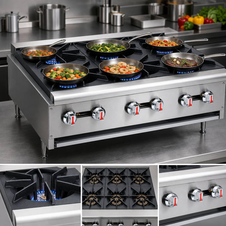 Product image #3 for Serv-Ware SHPS-36 36-Inch Six Burner Natural Gas Commercial Hot Plate with Legs
