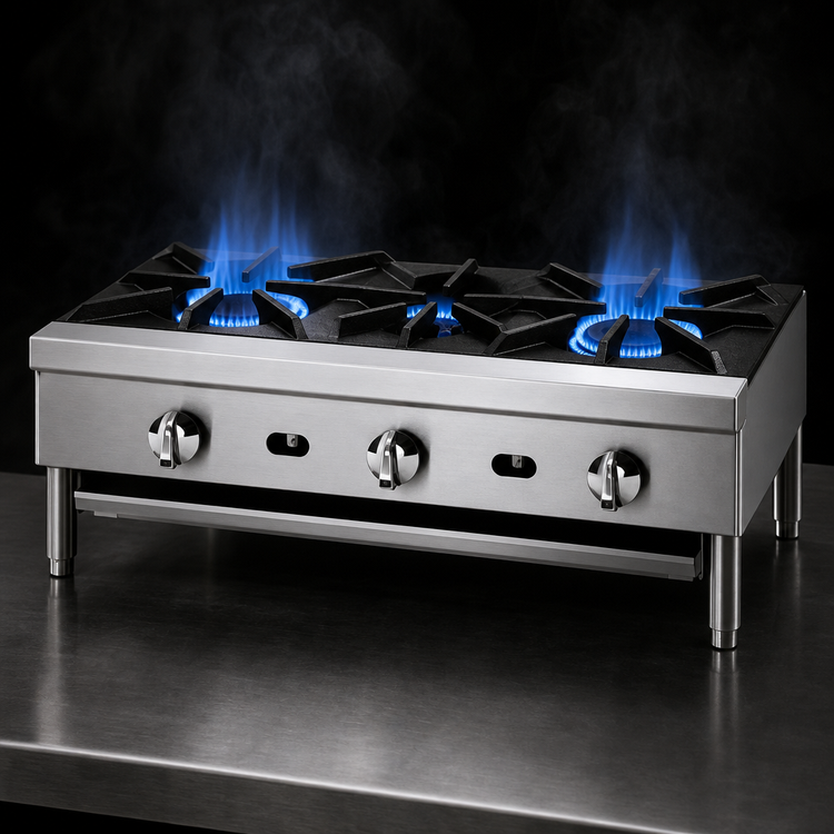 Product image #3 for Supreme JHP-224-F 24-Inch Floor Model Gas Hot Plate with 2 Open Burners