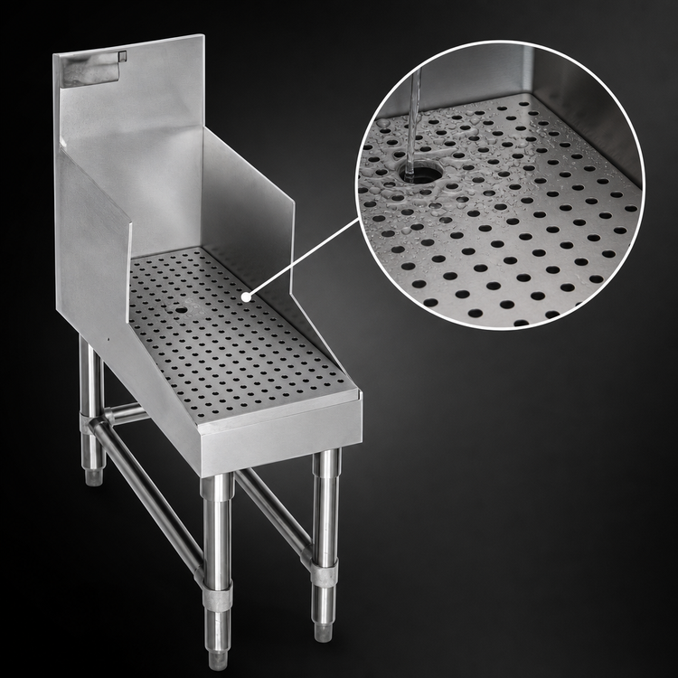 Product image #3 for Eagle Spec-Bar Freestanding Recessed Stainless Steel Workboard with Perforated Insert and Drain, 30 Inch Wide