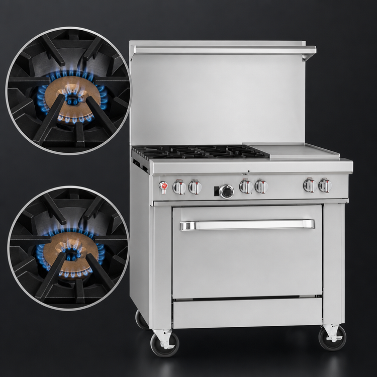 Product image #3 for Southbend Ultimate 36-Inch Gas Restaurant Range with 2 Star/Sauté Burners, 24-Inch Griddle, and Convection Oven