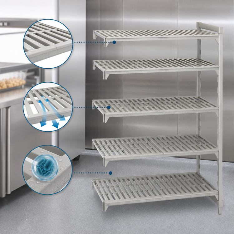 Product image #4 for Cambro Camshelving Premium 5-Tier Vented Add-On Polymer Shelving Unit, 21" x 72" x 64"
