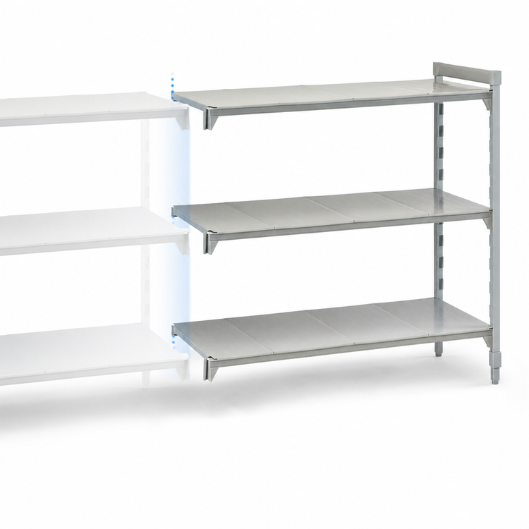 Product image #4 for Cambro Camshelving Premium 4-Shelf Solid Add-On Polymer Shelving Unit, 18 x 72 x 64 Inches, Speckled Gray