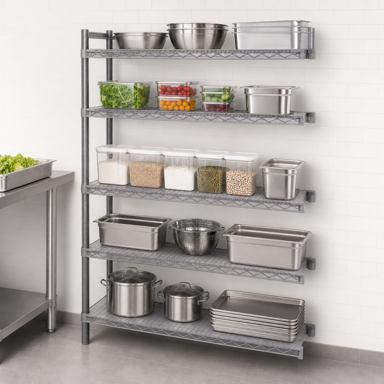 Product image #3 for Valu-Master 5-Tier Add-On Wire Shelving Unit, 72 x 18 x 86 Inches, Pewter Gray Epoxy