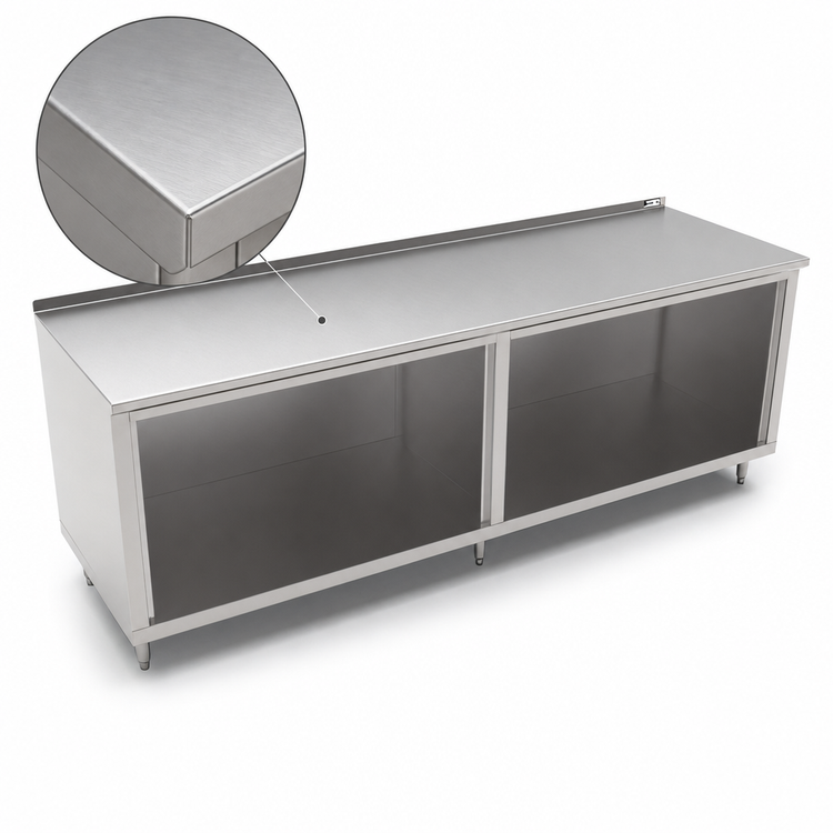 Product image #3 for John Boos Open Front Stainless Steel Modular Base Work Table, 96 Inches W x 30 Inches D, 1-1/2-Inch Rear Riser