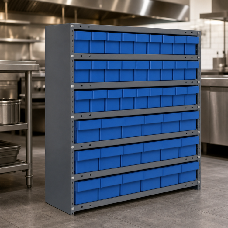 Product image #3 for Quantum Closed Heavy-Duty Wire Shelving Unit with 45 Bins, 36 x 18 x 39 Inches