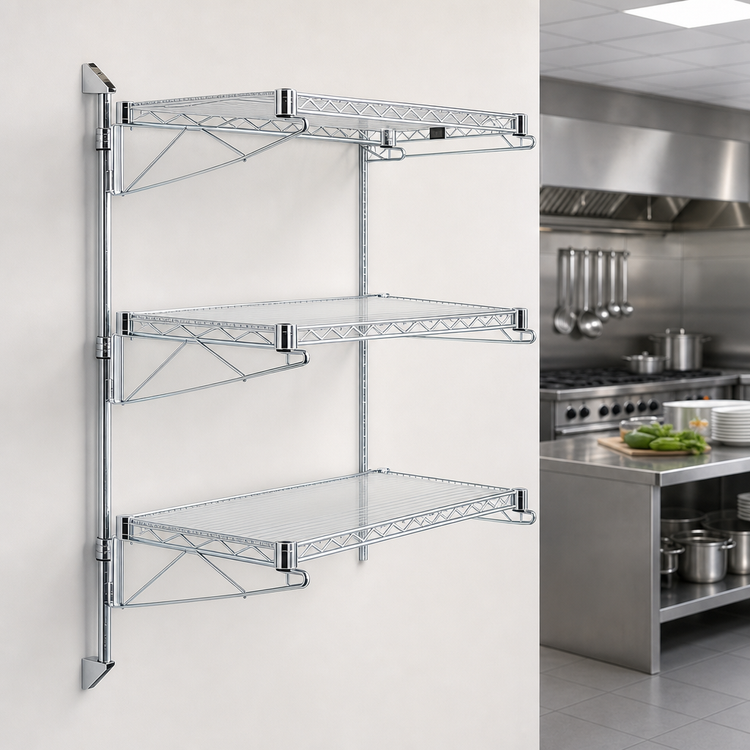 Product image #3 for Quantum Wall-Mounted Cantilever Shelving Starter Unit, Chrome-Plated