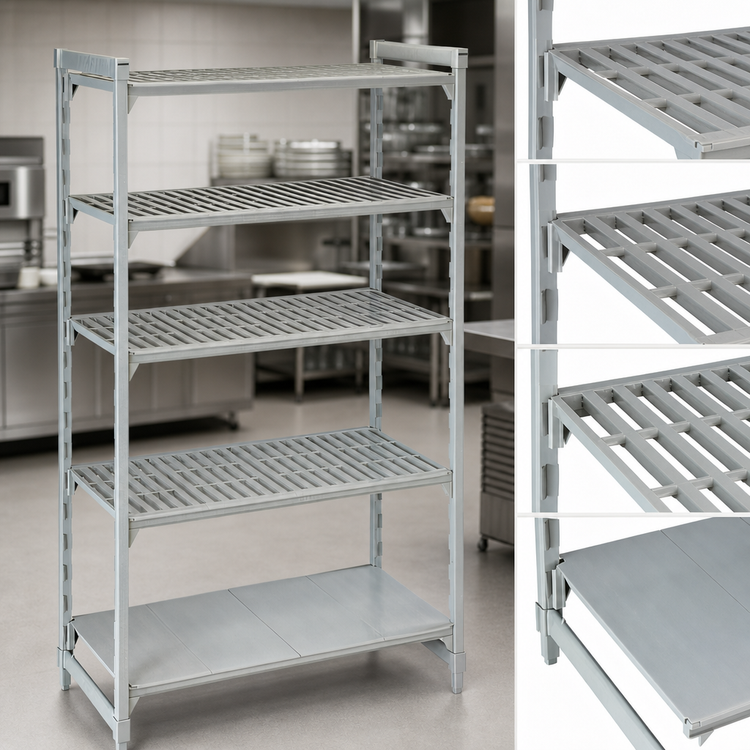 Product image #4 for Cambro Camshelving Premium 21 x 60 x 84 Inch 5-Tier Vented and Solid Stationary Starter Unit