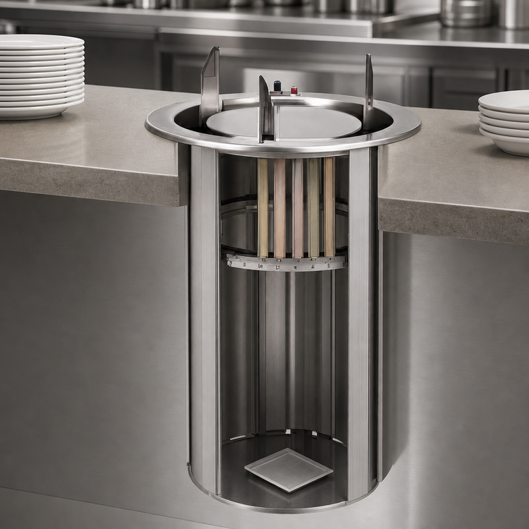 Product image #3 for Director's Choice Drop-In Unheated Round Plate Dish Dispenser, Open Base