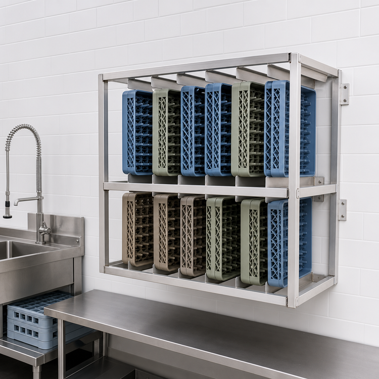 Product image #3 for New Age Wall-Mounted Aluminum Dish Rack Holder, 29 x 18 x 22-1/2 Inches, Holds 6 Racks